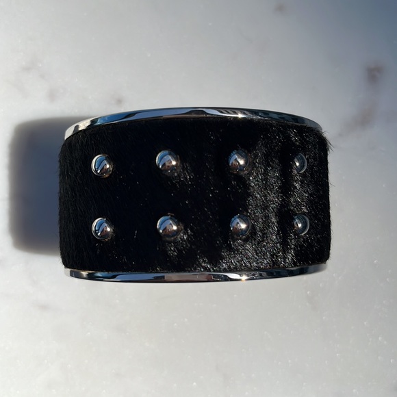 Authentic TOD’S Studded Cuff Bracelet ~ in Black Pony Hair (Calf Hair) - Picture 13 of 14
